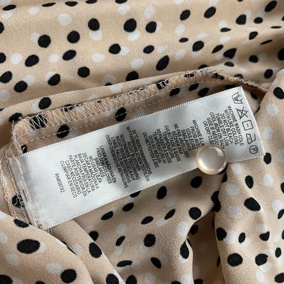 ADRIANNA PAPELL Peach Polka Dot Blouse Sleeveless Tank Pleated Smocked Sz S - Picture 6 of 8